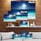 Designart - Neon Sea Waves under Dark Sky - Sea & Shore Photographic on wrapped Canvas
